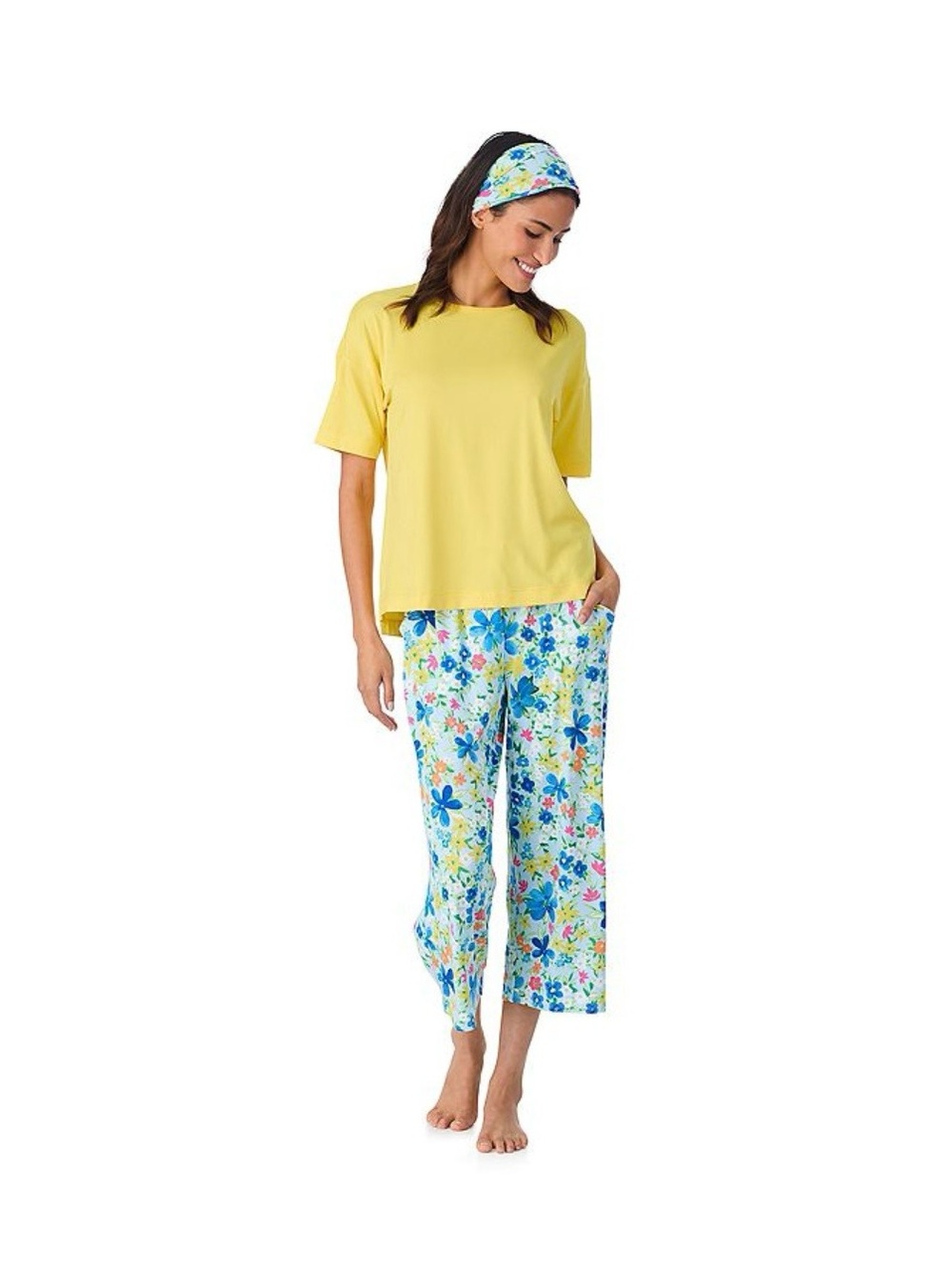 Cuddl Duds Capri Pajama Set with headband, size small, NWT